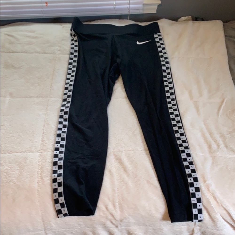 Black with Checkerboard pattern Nike leggings